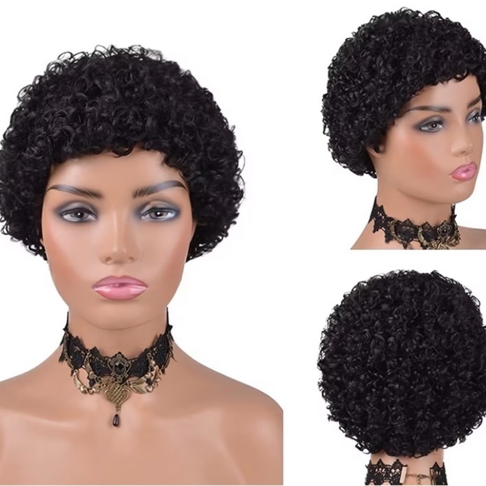 Short Tight Curly Black Wig for Women - Vintage Chic
